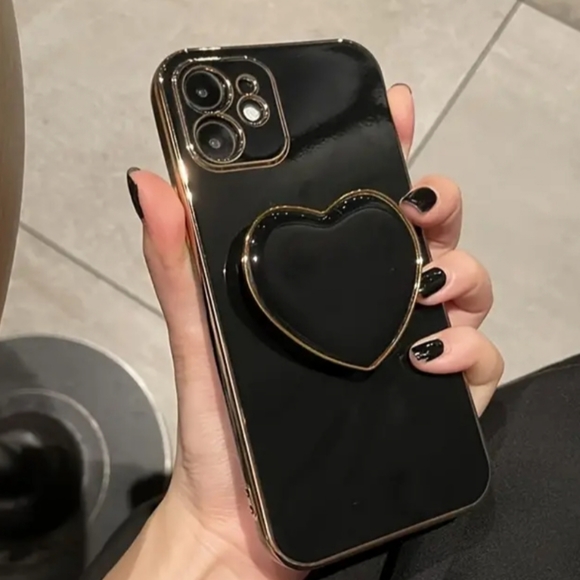 Brand new Apple IPhone 13 Pro Max Love heart bracket 🖤🖤🖤Silicone Phone - Picture 5 of 8